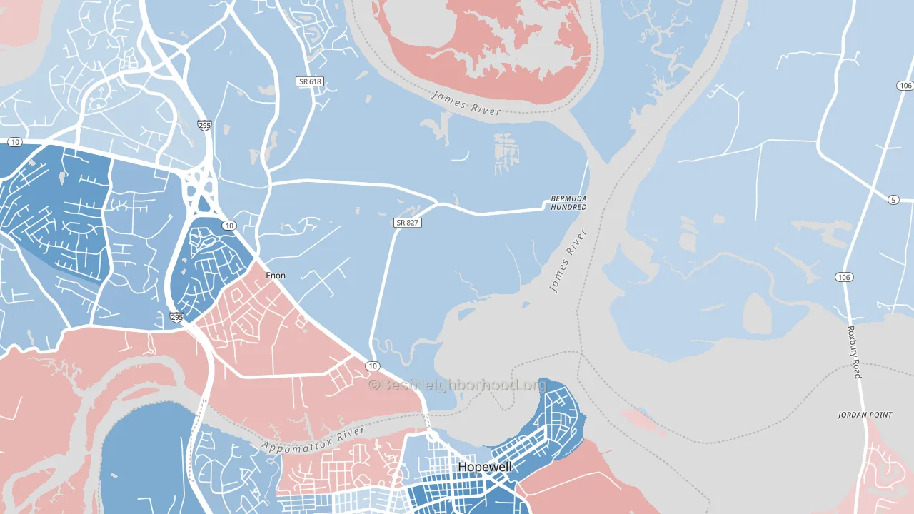 Highland Park, VA block-group political-lean map
