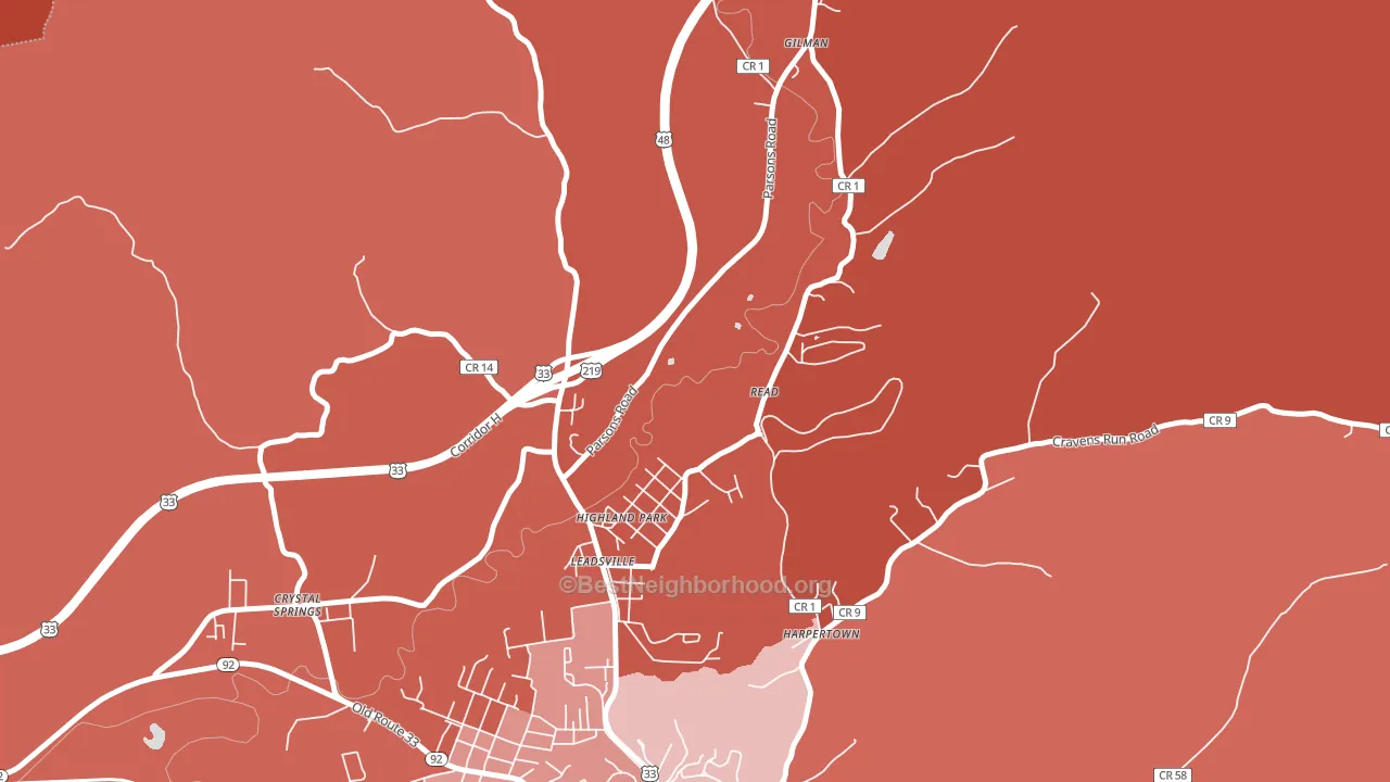 Highland Park, WV block-group political-lean map