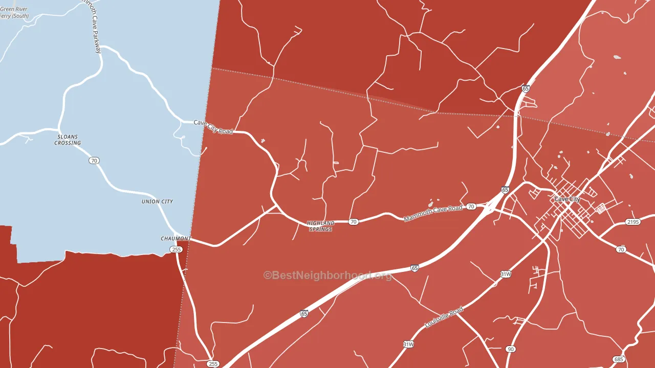 Highland Spring, KY block-group political-lean map