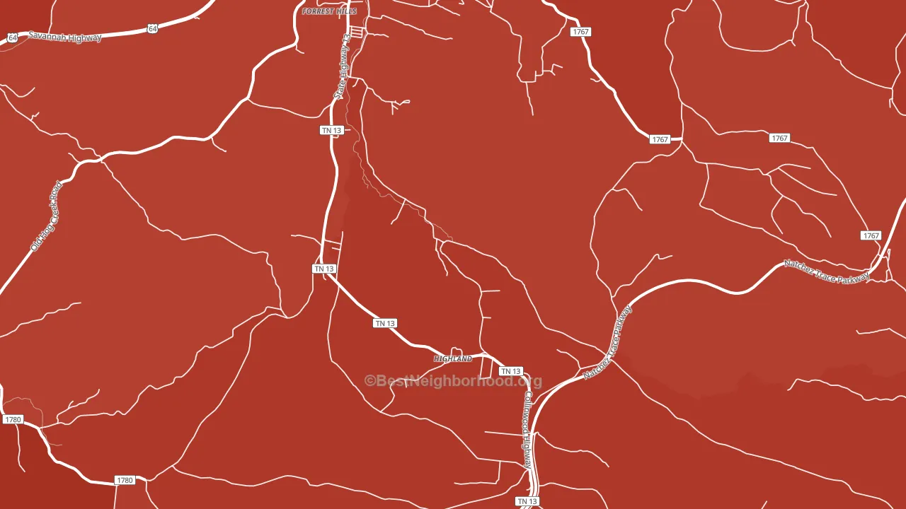 Highland, TN block-group political-lean map