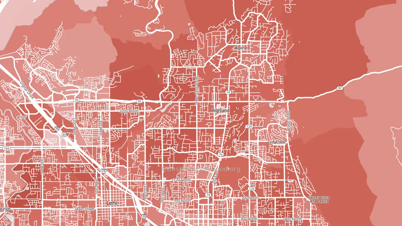 Highland, UT block-group political-lean map