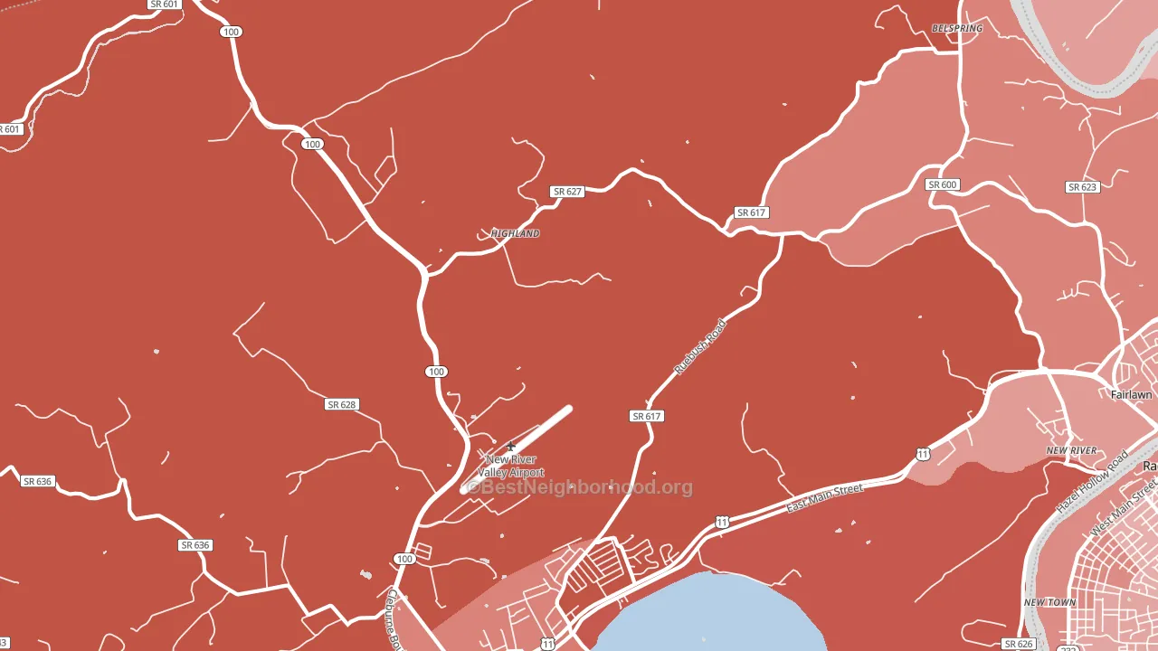 Highland, VA block-group political-lean map