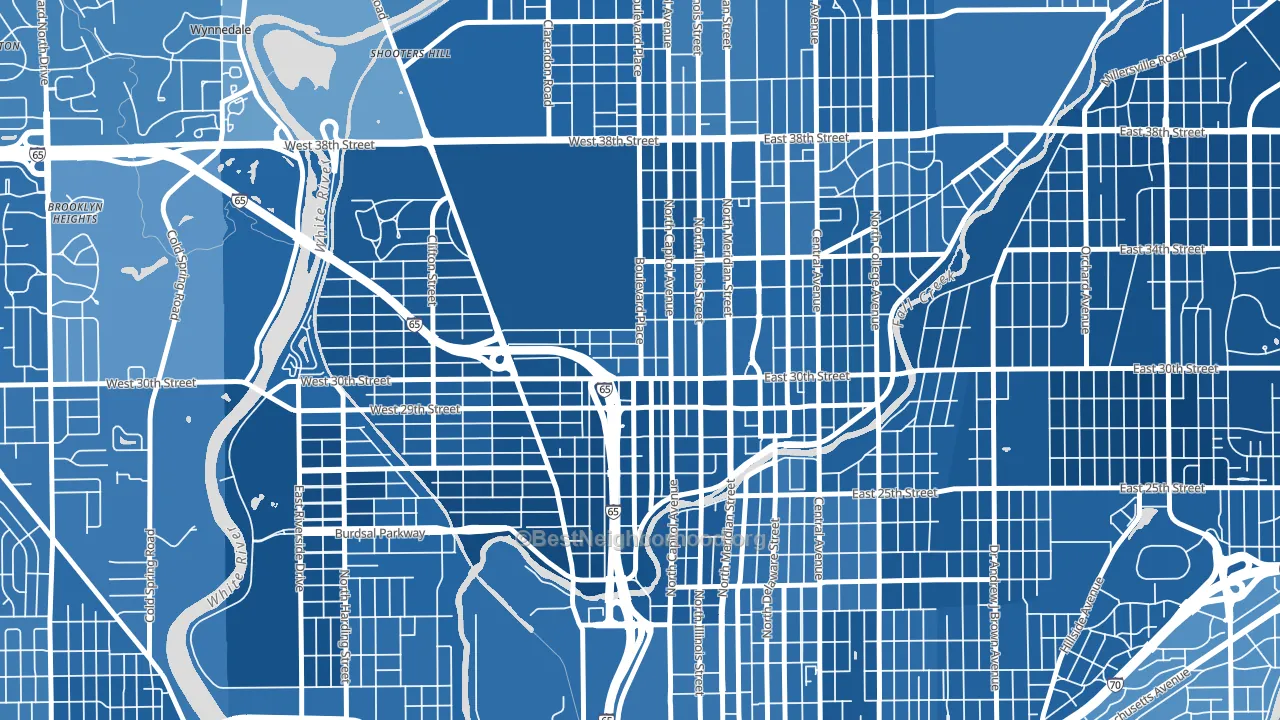 Highland Vicinity, Indianapolis, IN block-group political-lean map