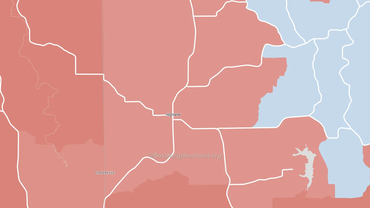 Highland, WI block-group political-lean map