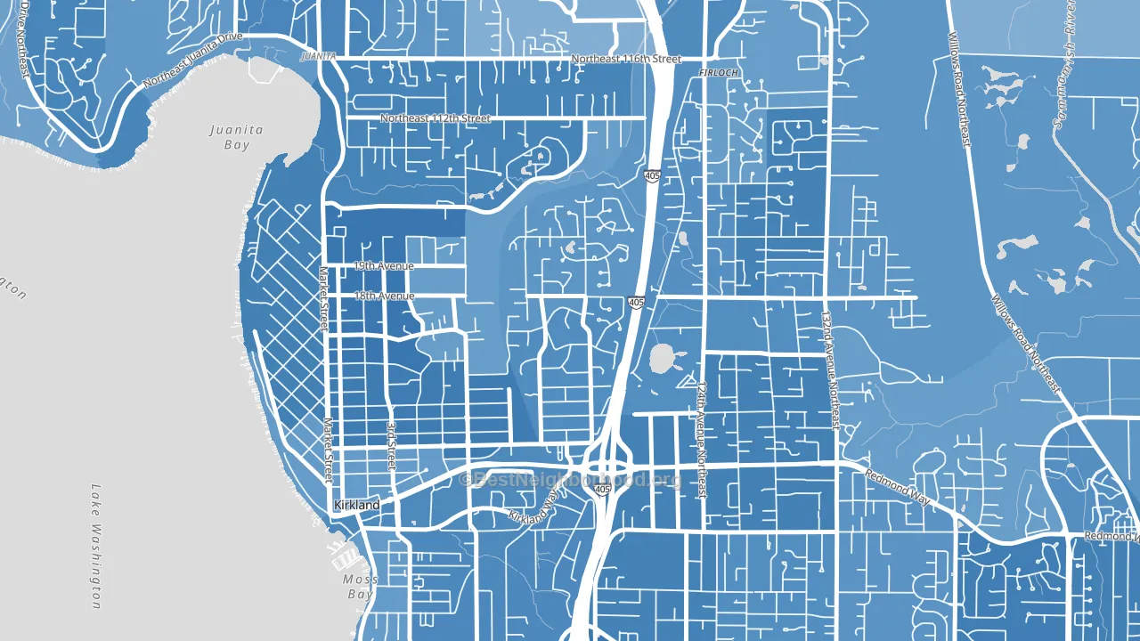 Highlands-Kirkland, Kirkland, WA block-group political-lean map