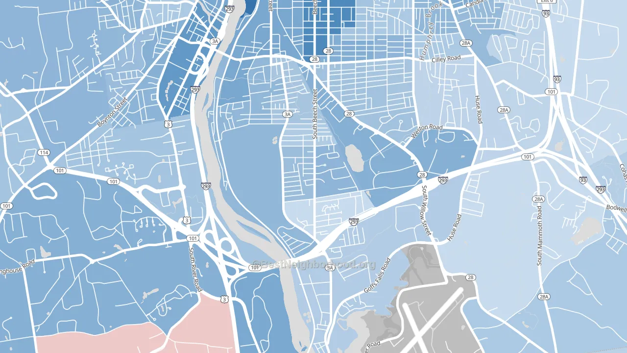 Highlands, Manchester, NH block-group political-lean map
