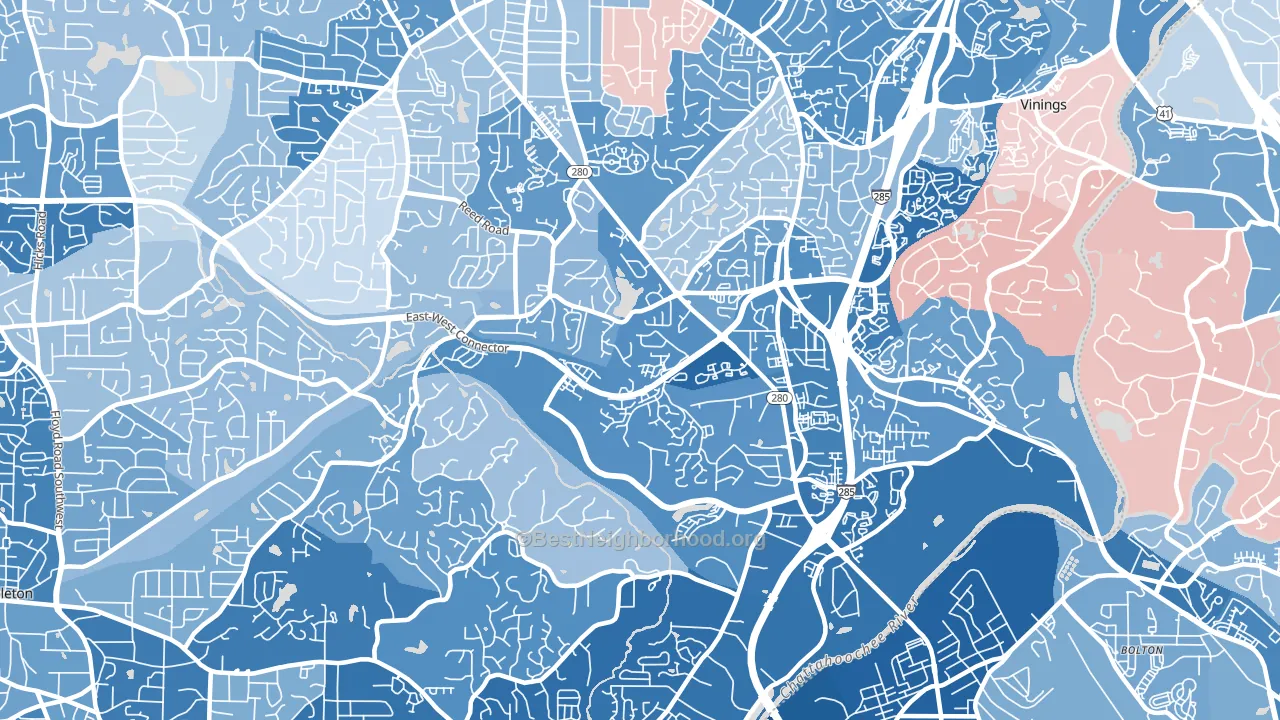 Highlands Park, Smyrna, GA block-group political-lean map