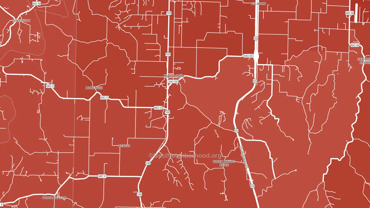 Highlandville, MO block-group political-lean map