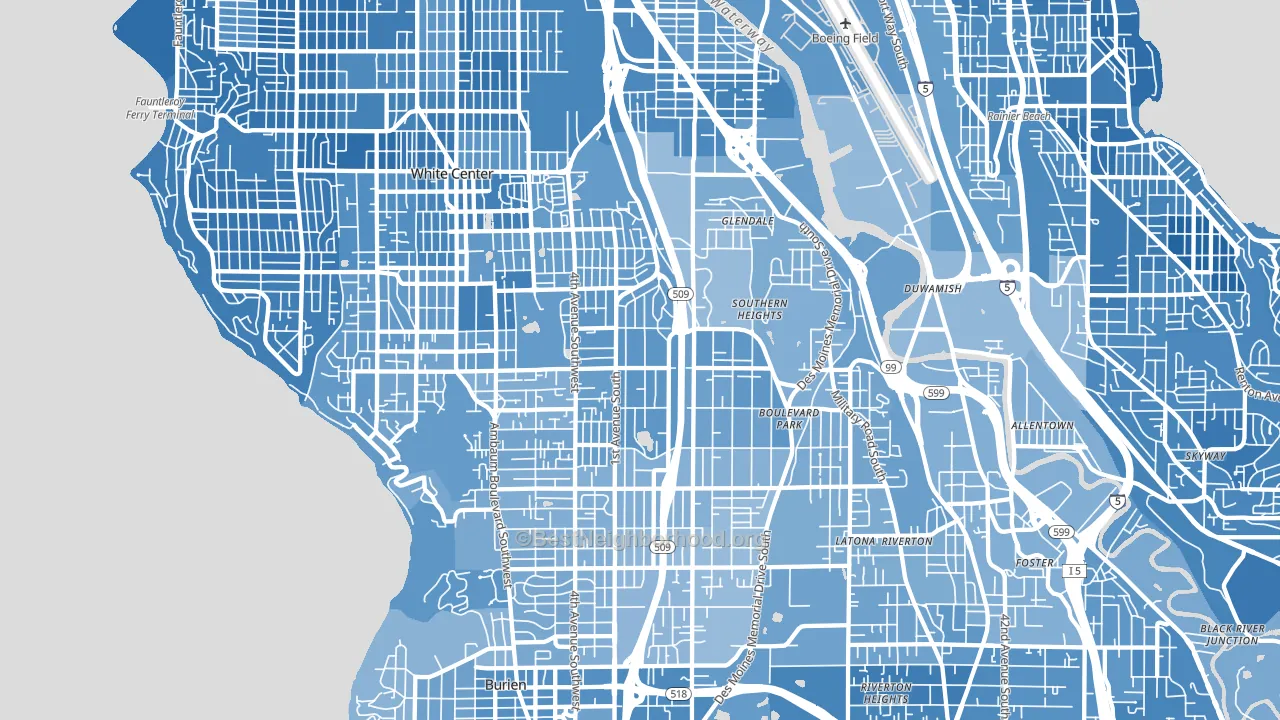 Highline, Seattle, WA block-group political-lean map