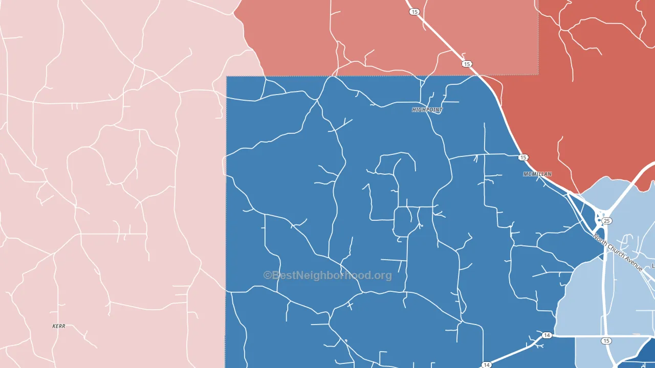 Highpoint, MS block-group political-lean map