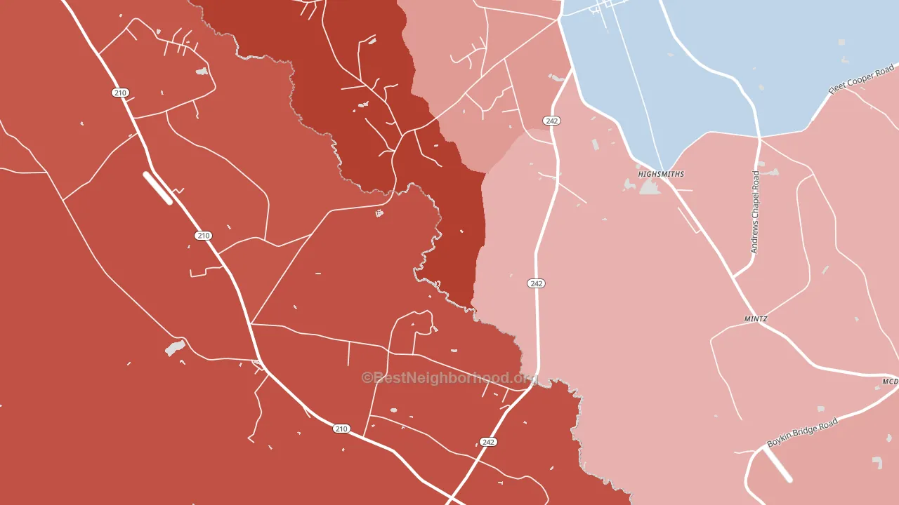Highsmiths, NC block-group political-lean map