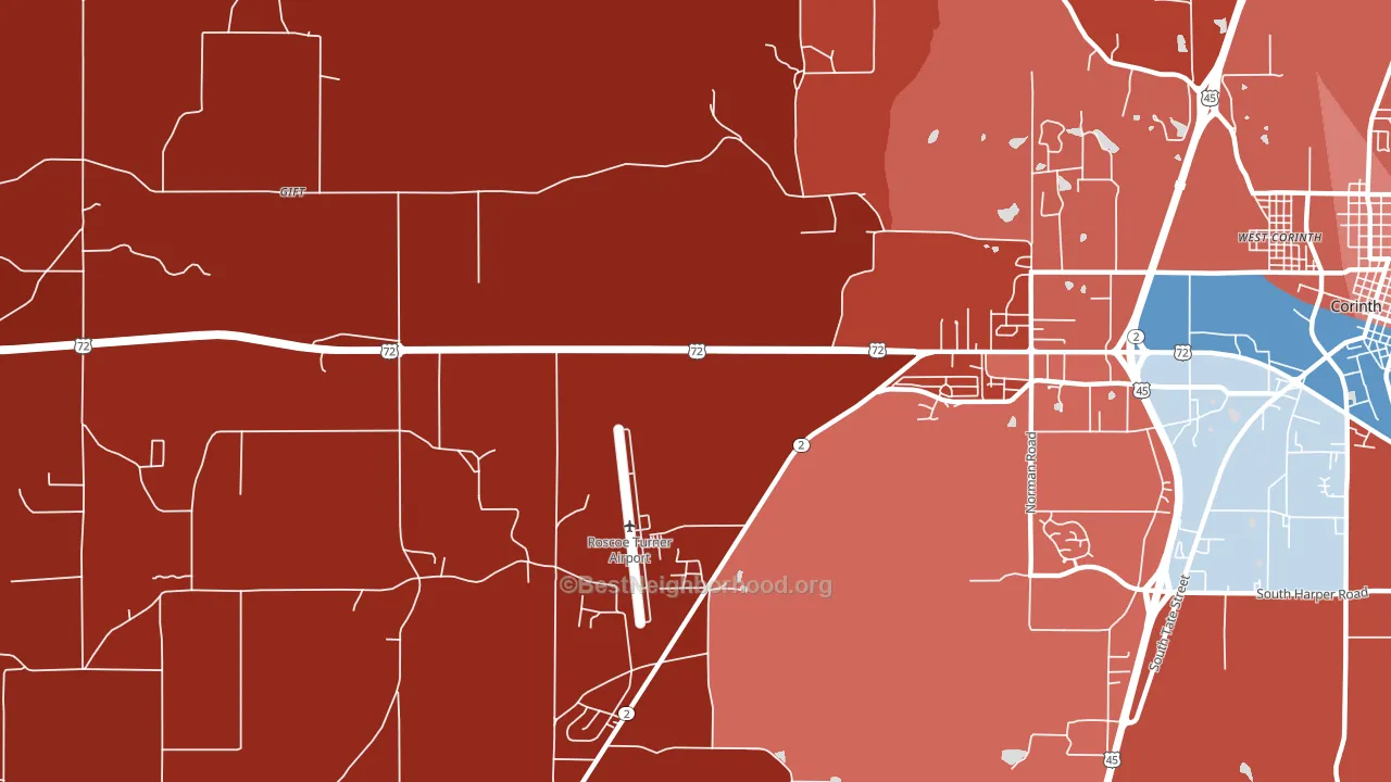 Hightown, MS block-group political-lean map