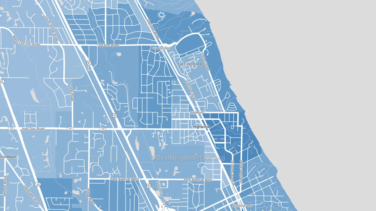 Highwood, IL block-group political-lean map