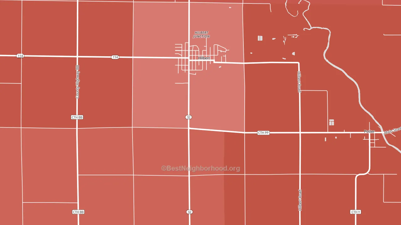 Hilbert Junction, WI block-group political-lean map