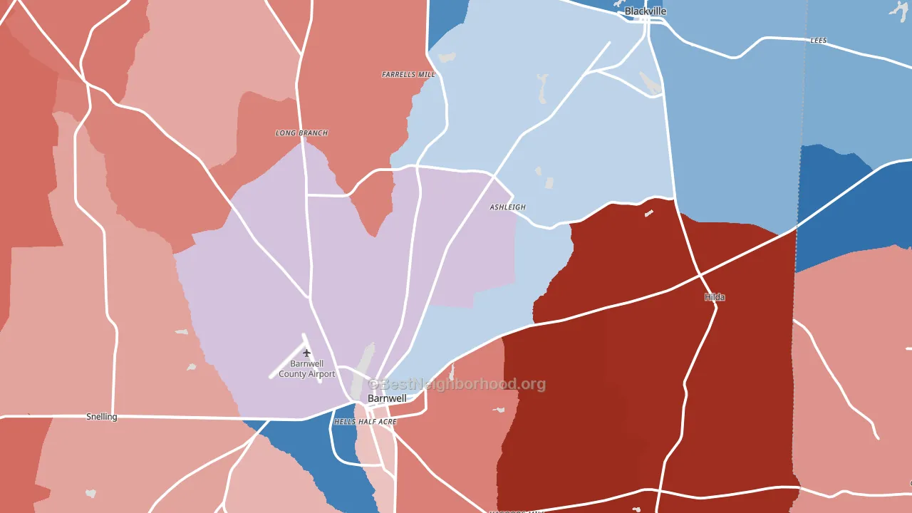 Hilda, SC block-group political-lean map