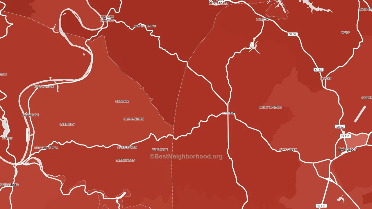Hilham, TN block-group political-lean map