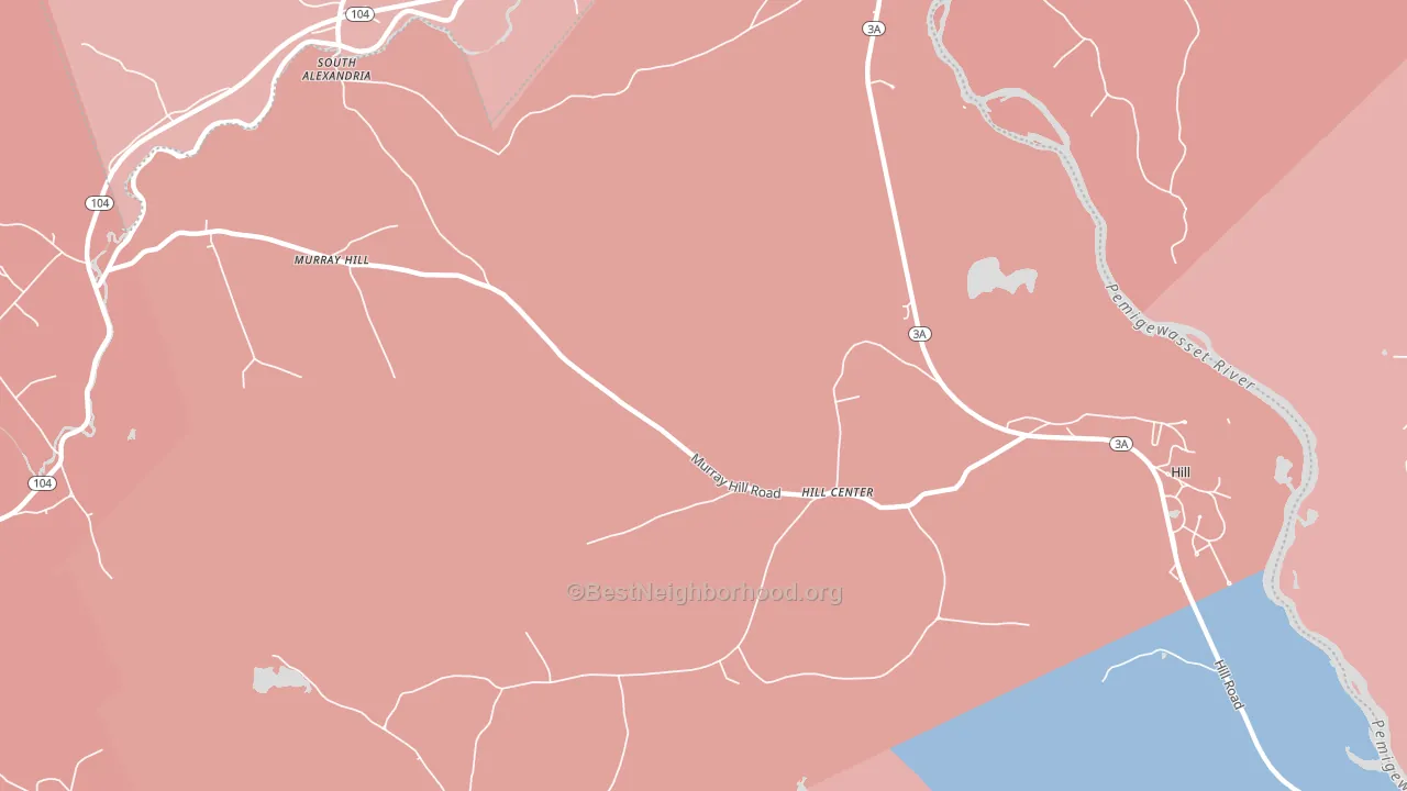 Hill Center, NH block-group political-lean map