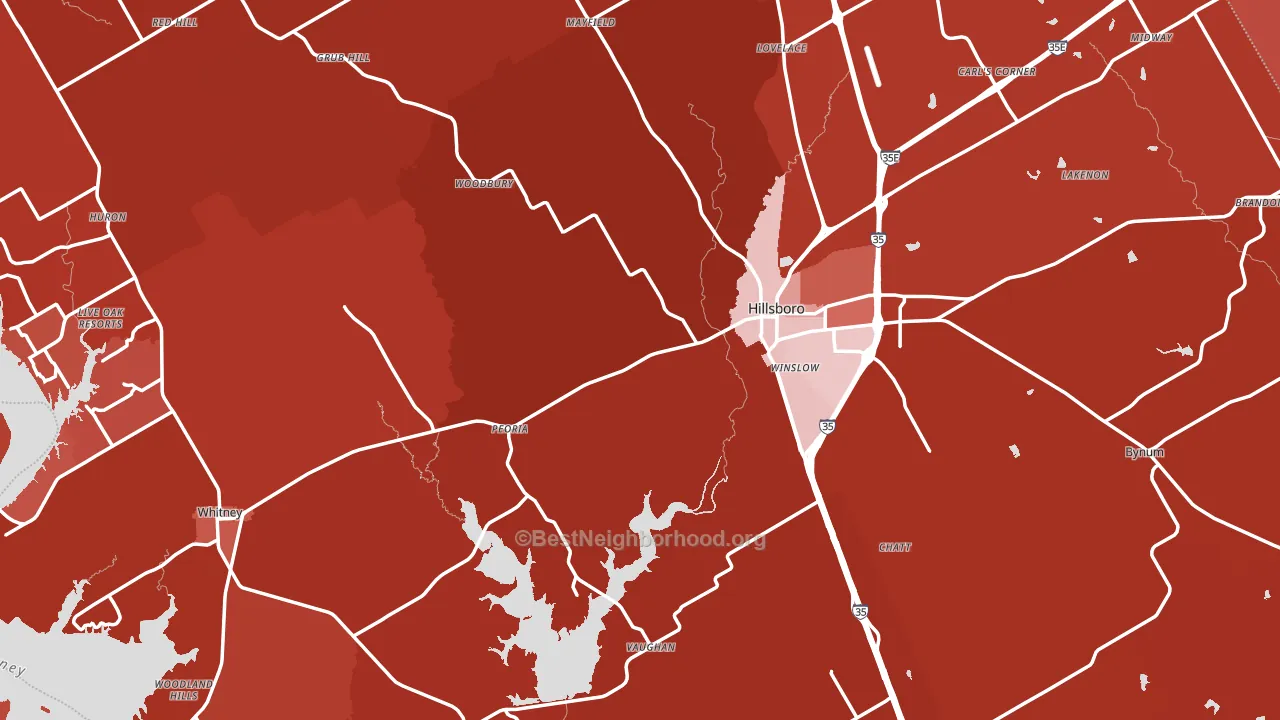 Hill County, TX block-group political-lean map