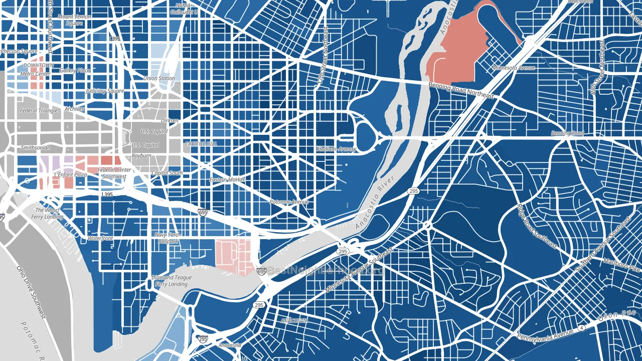 Hill East, Washington, DC block-group political-lean map