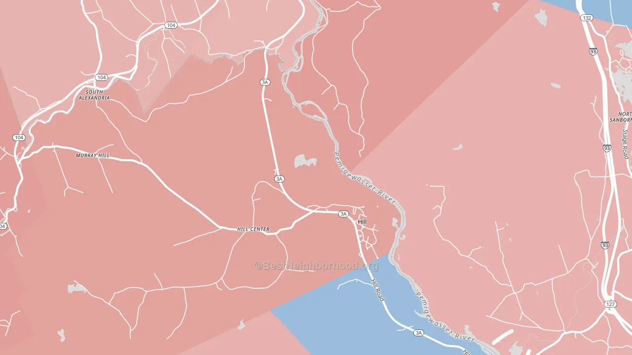 Hill, NH block-group political-lean map