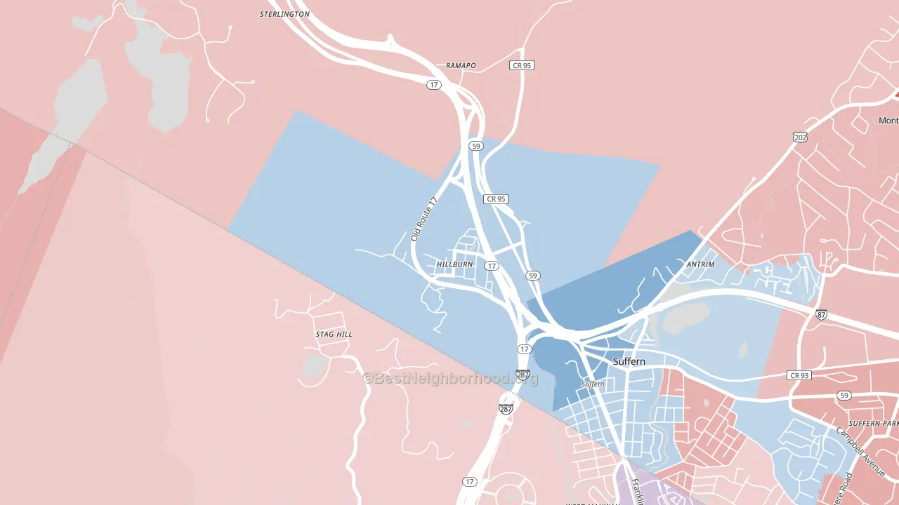 Hillburn, NY block-group political-lean map