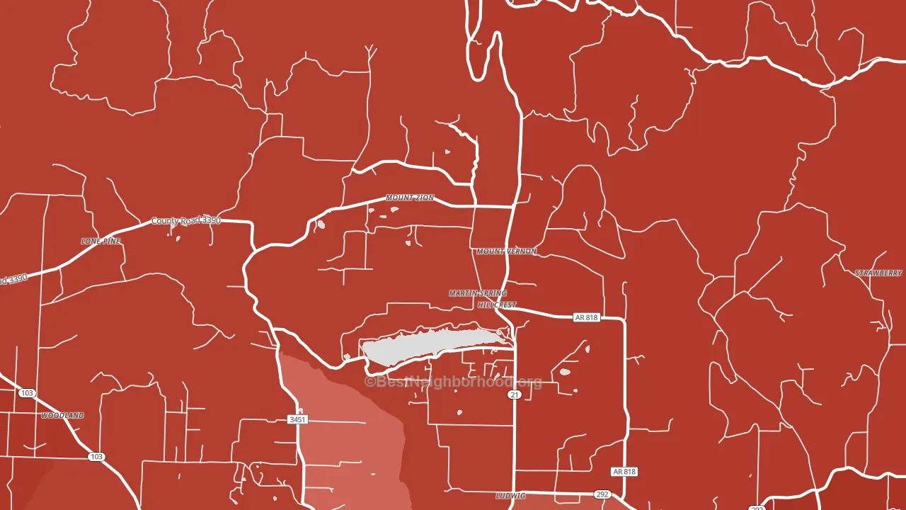 Hillcrest, AR block-group political-lean map