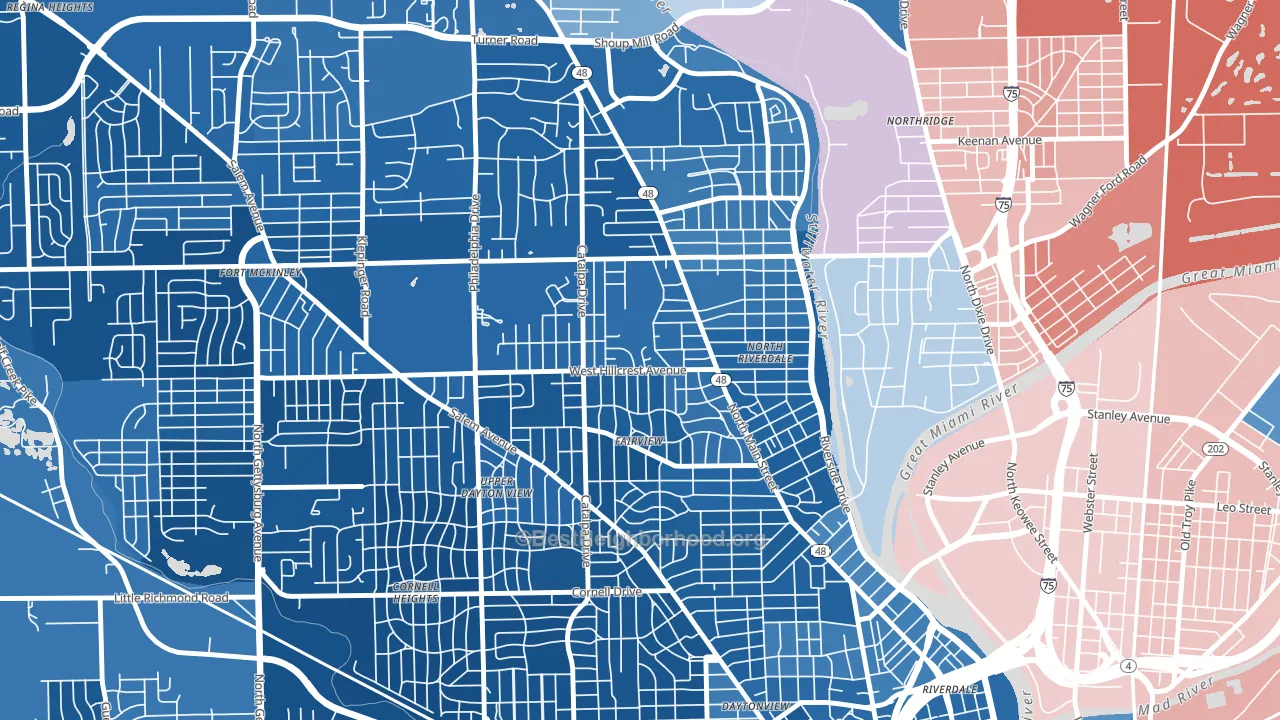 Hillcrest, Dayton, OH block-group political-lean map