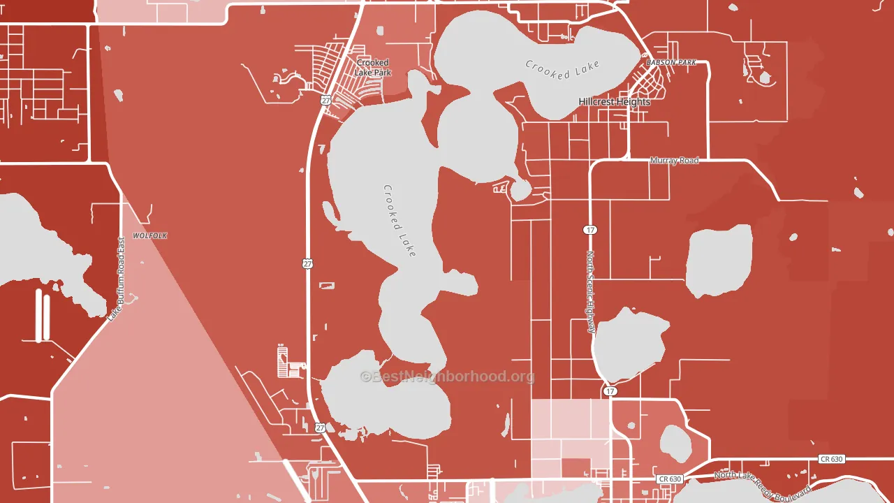 Hillcrest Heights, FL block-group political-lean map