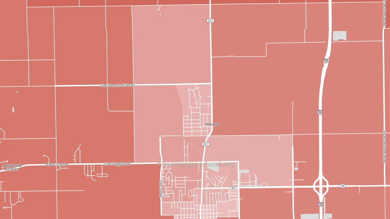 Hillcrest, IL block-group political-lean map
