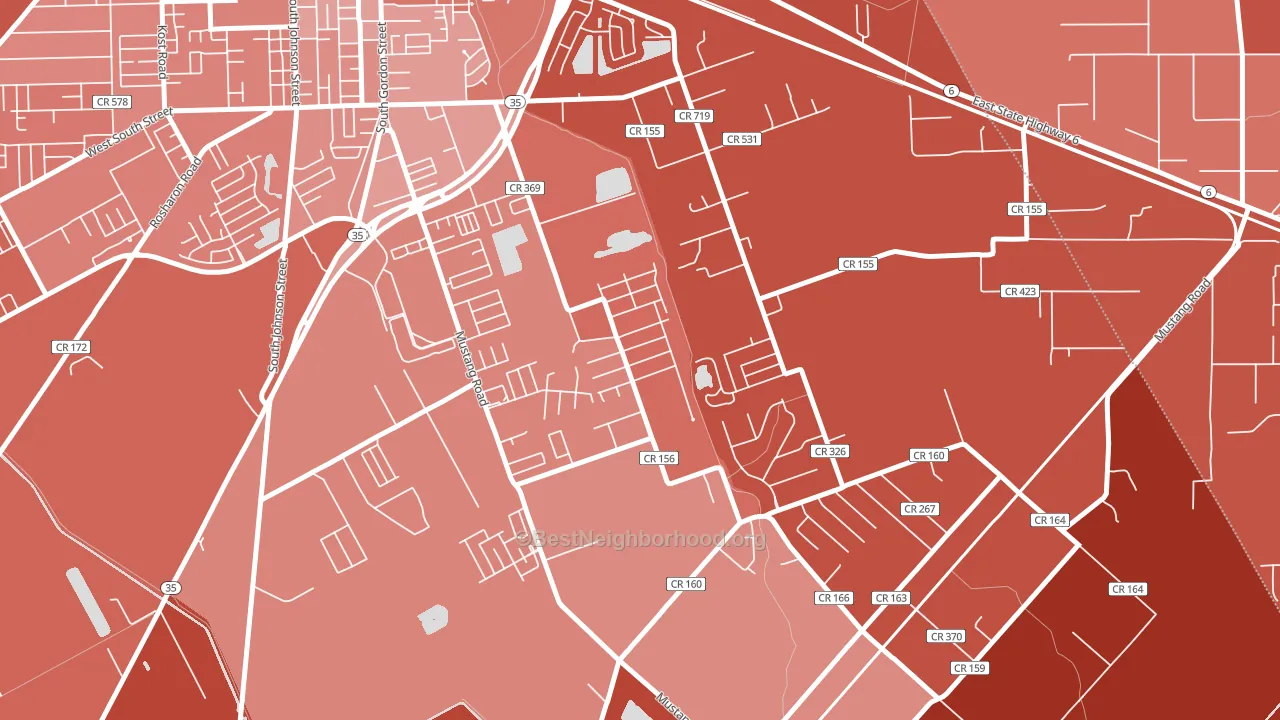 Hillcrest, TX block-group political-lean map