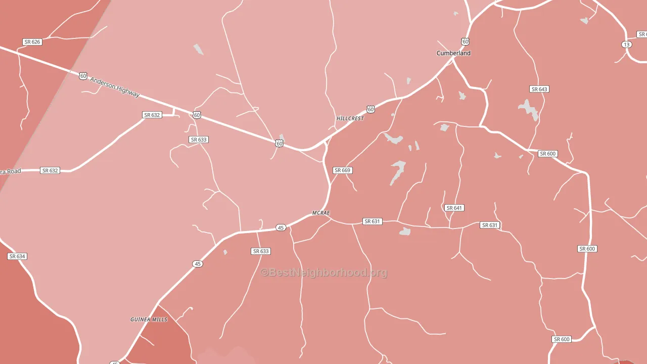 Hillcrest, VA block-group political-lean map