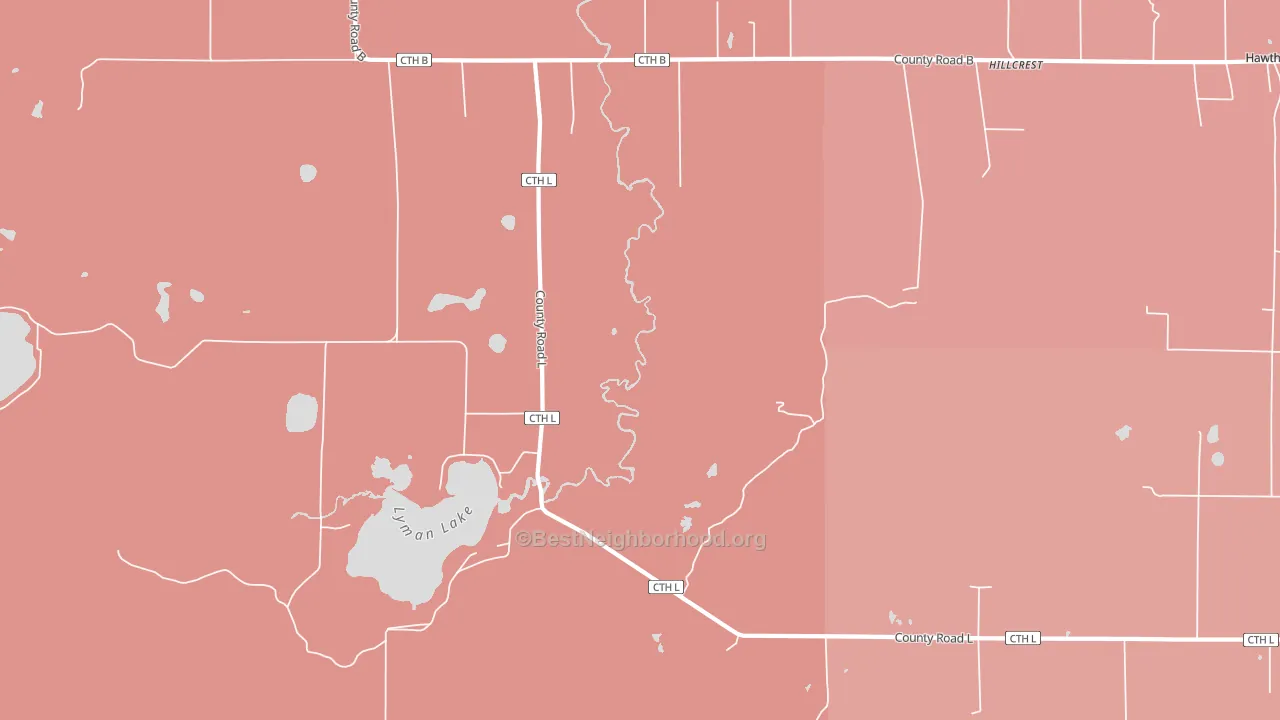 Hillcrest, WI block-group political-lean map