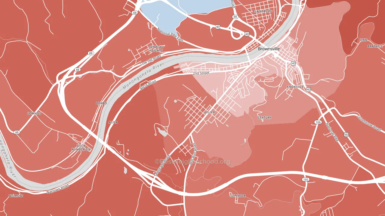 Hiller, PA block-group political-lean map