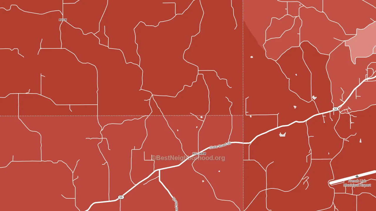 Hillham, IN block-group political-lean map