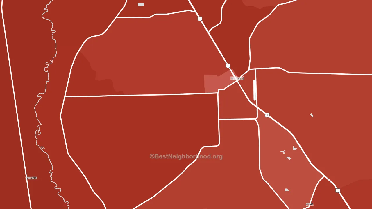 Hilliard, FL block-group political-lean map