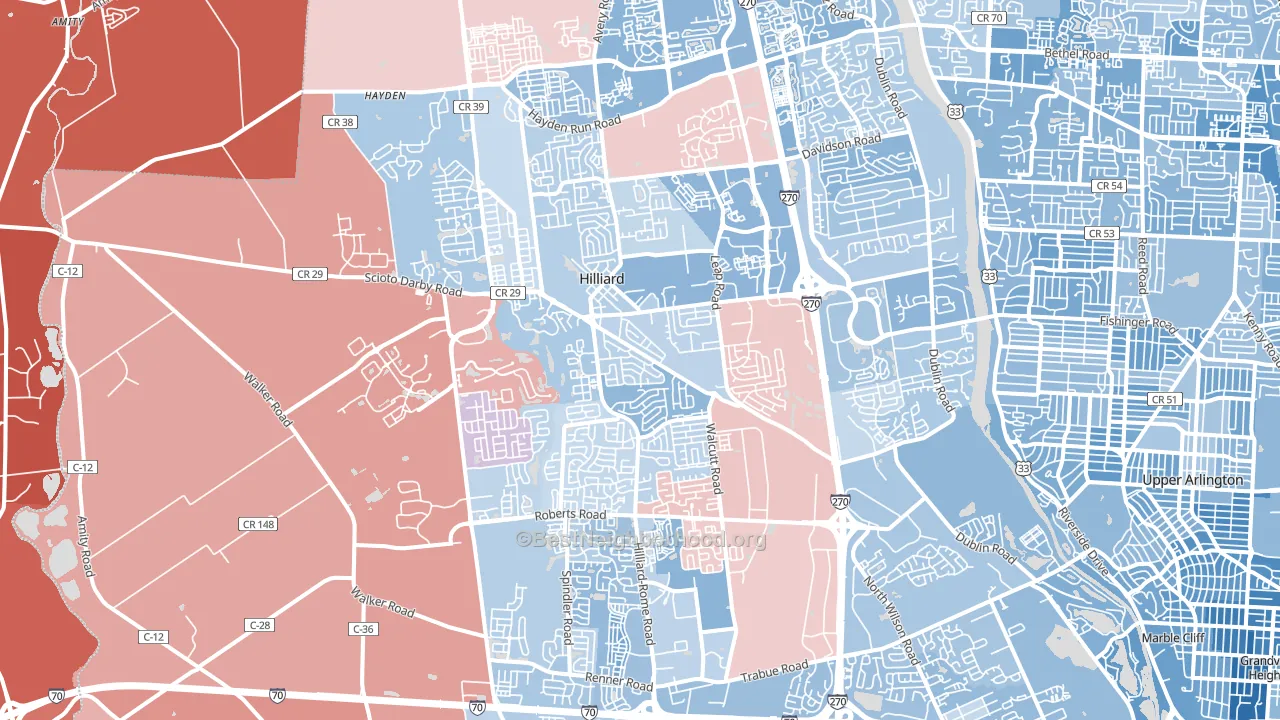 Hilliard, OH block-group political-lean map