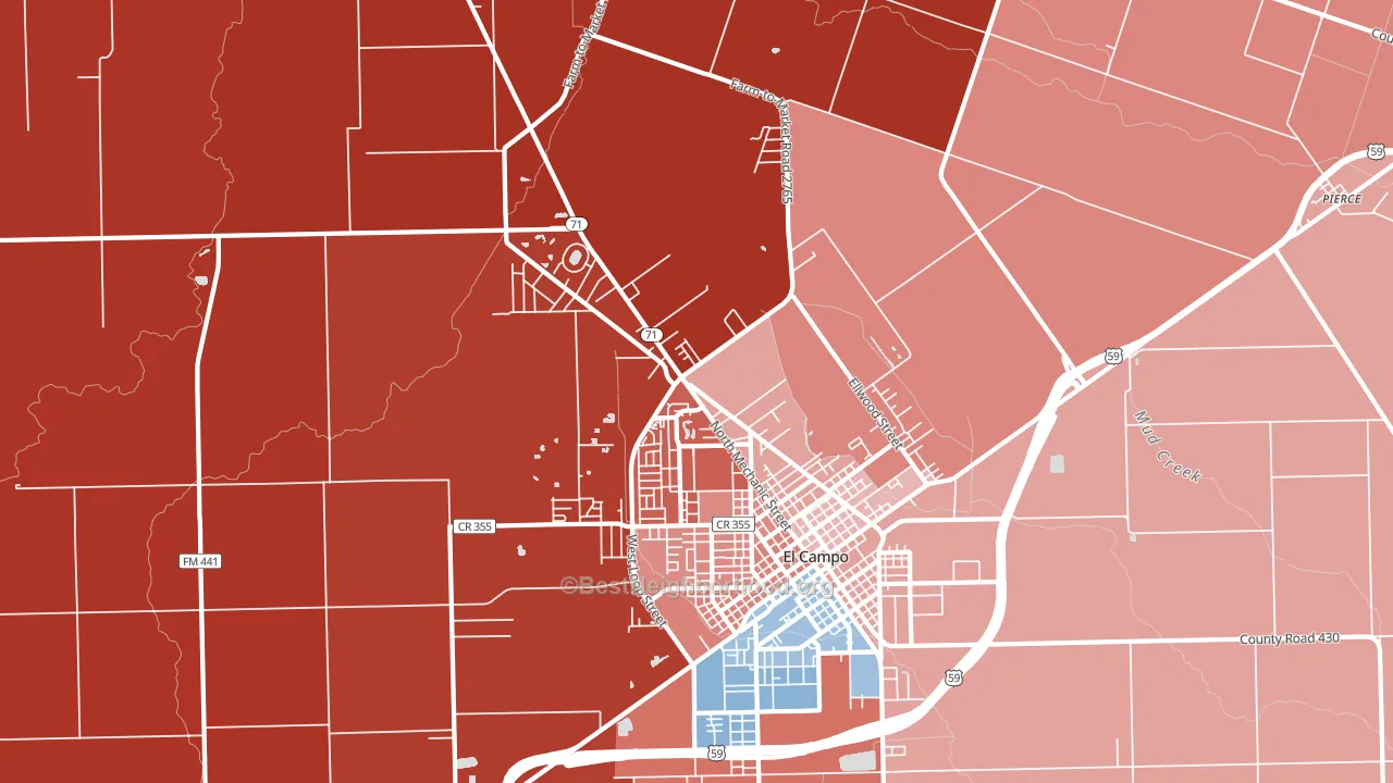 Hillje, TX block-group political-lean map