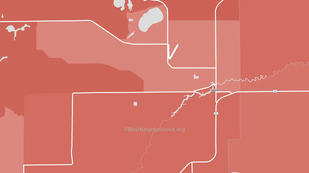Hillman, MI block-group political-lean map