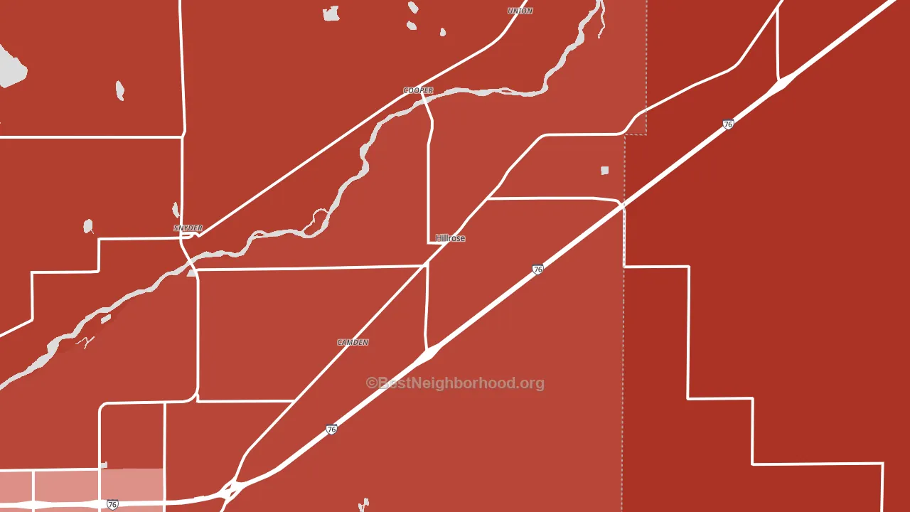 Hillrose, CO block-group political-lean map