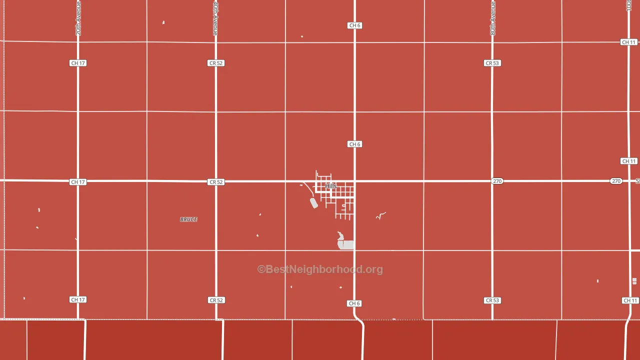 Hills, MN block-group political-lean map