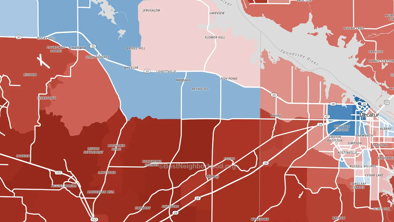 Hillsboro, AL block-group political-lean map