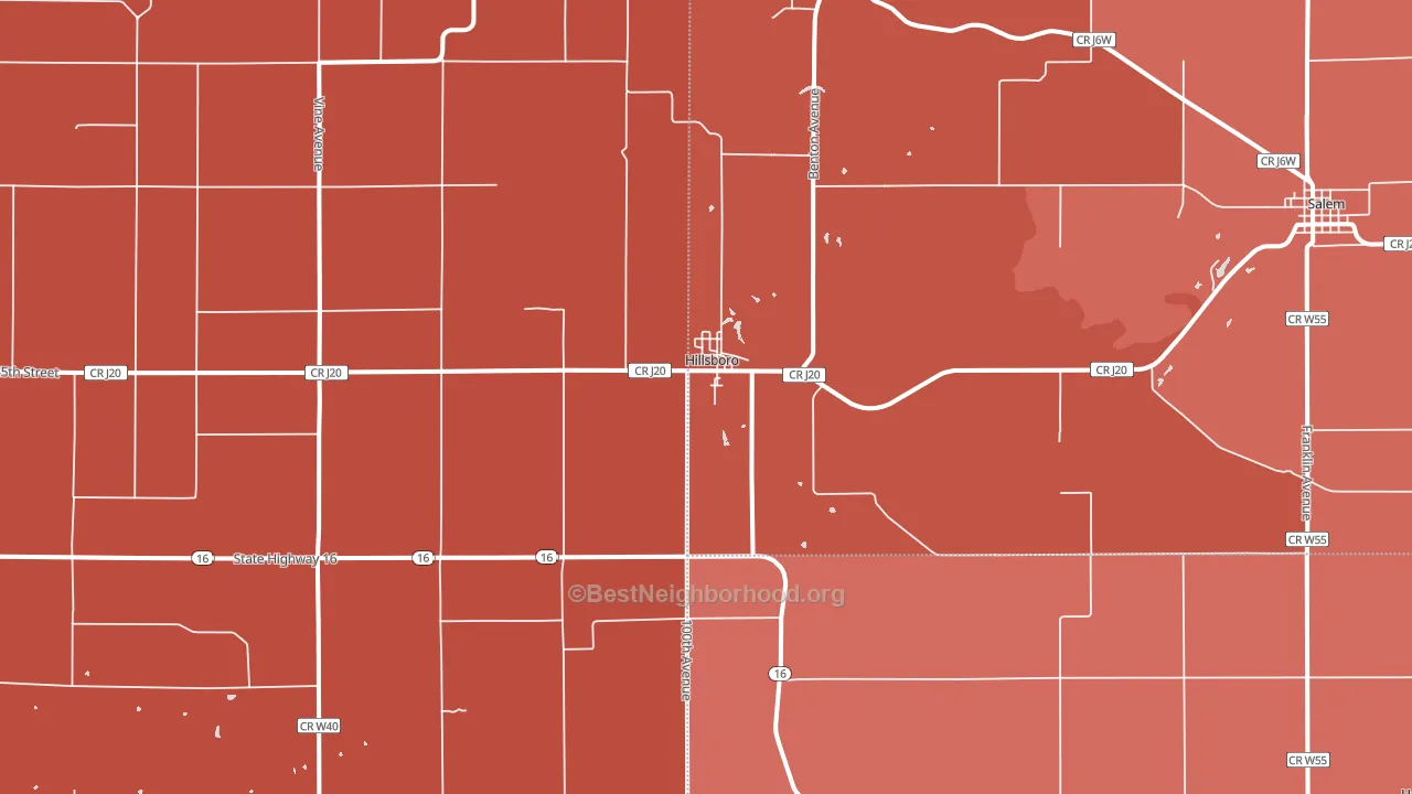 Hillsboro, IA block-group political-lean map
