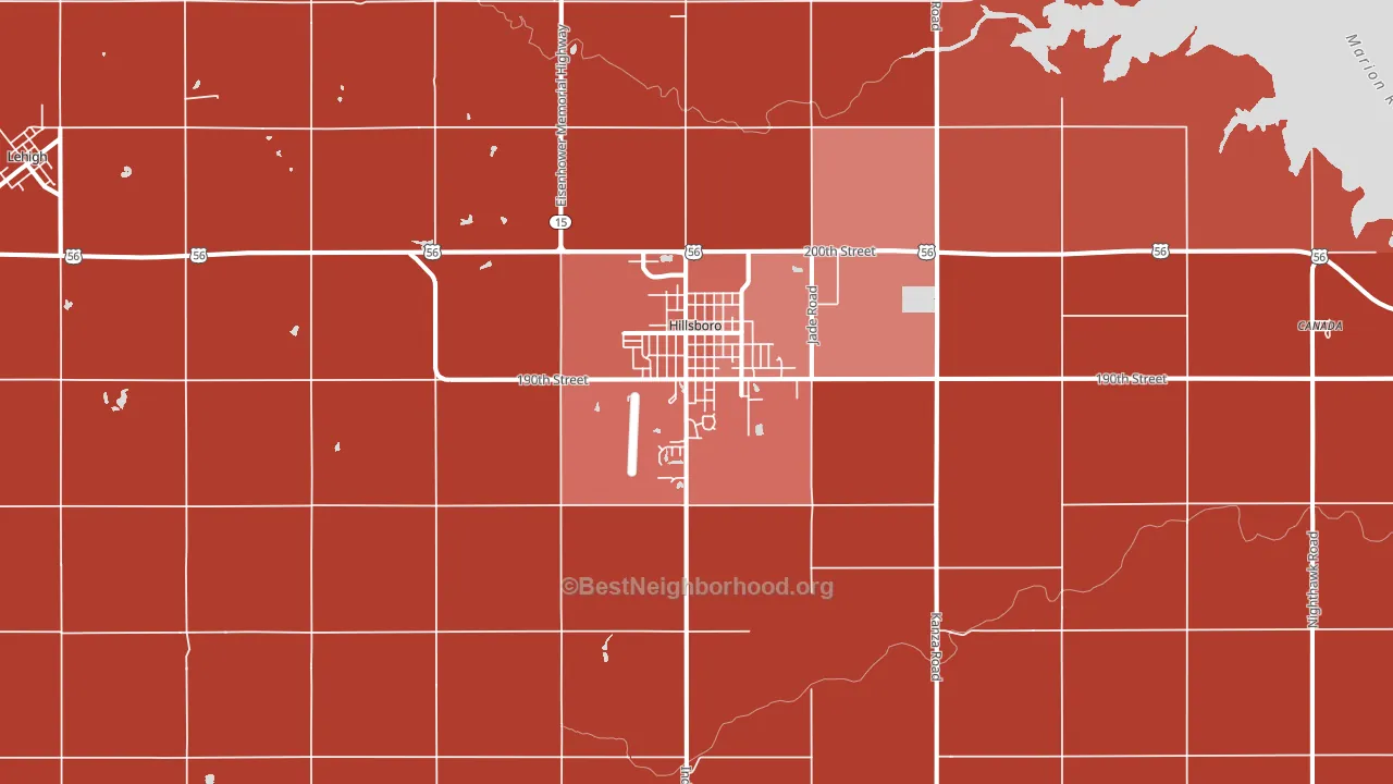 Hillsboro, KS block-group political-lean map
