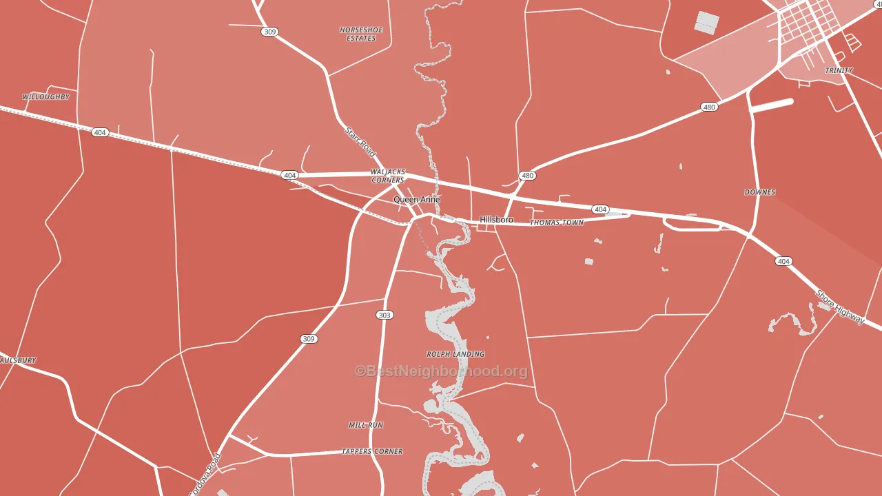 Hillsboro, MD block-group political-lean map