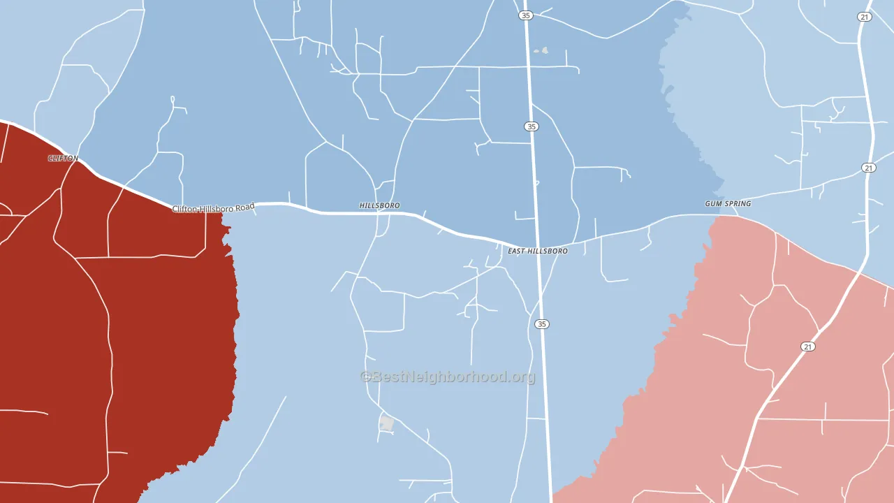 Hillsboro, MS block-group political-lean map