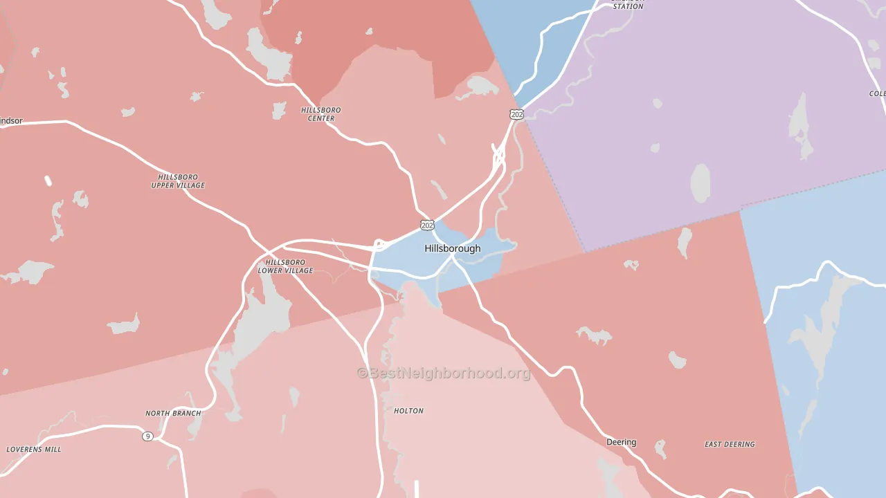 Hillsboro, NH block-group political-lean map