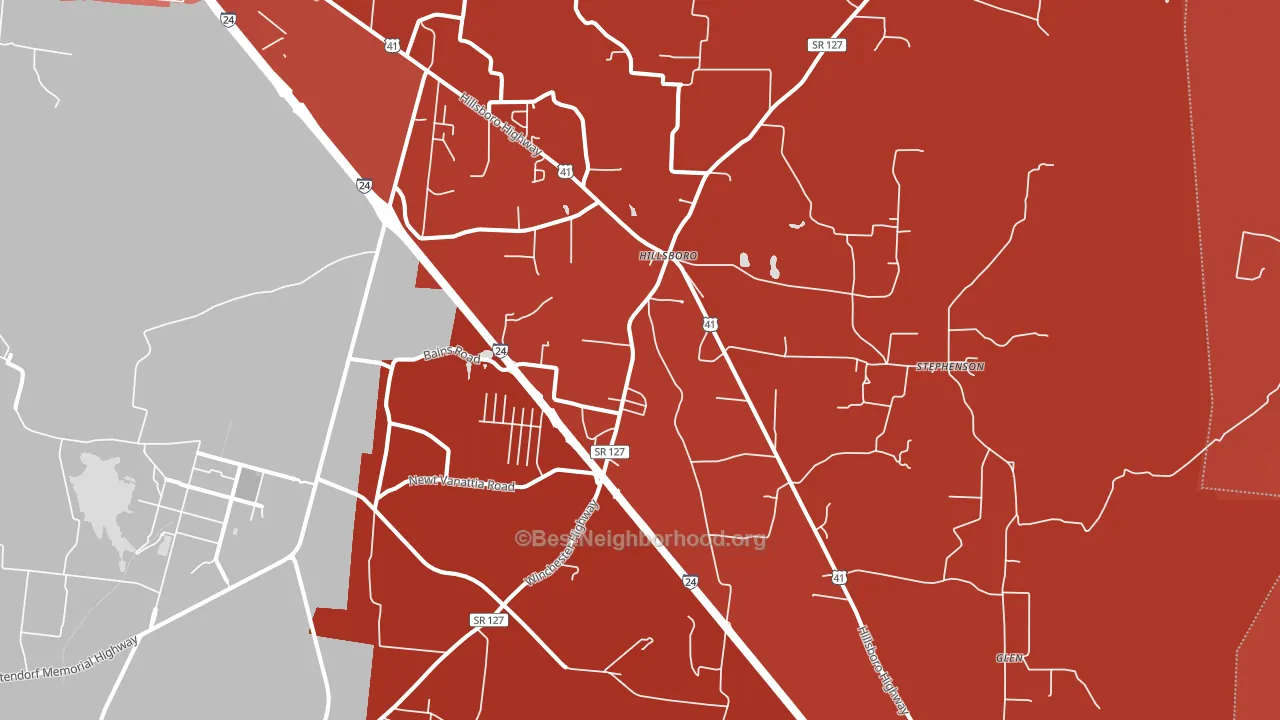 Hillsboro, TN block-group political-lean map