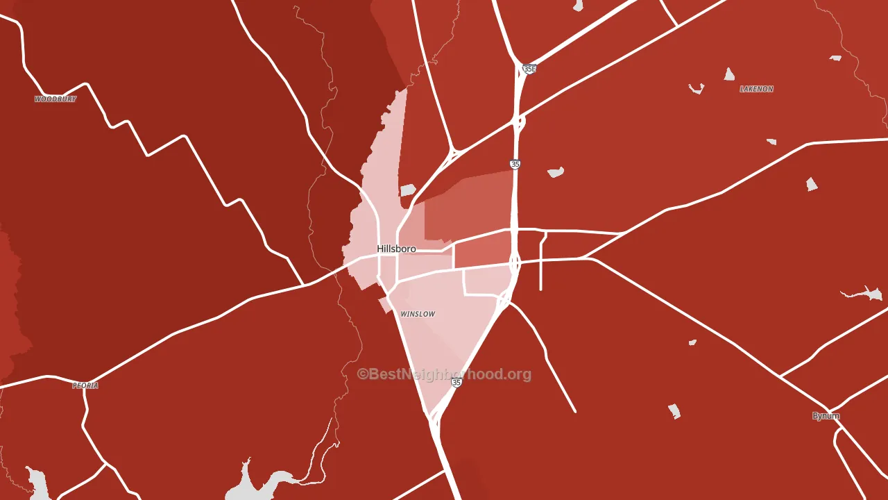 Hillsboro, TX block-group political-lean map