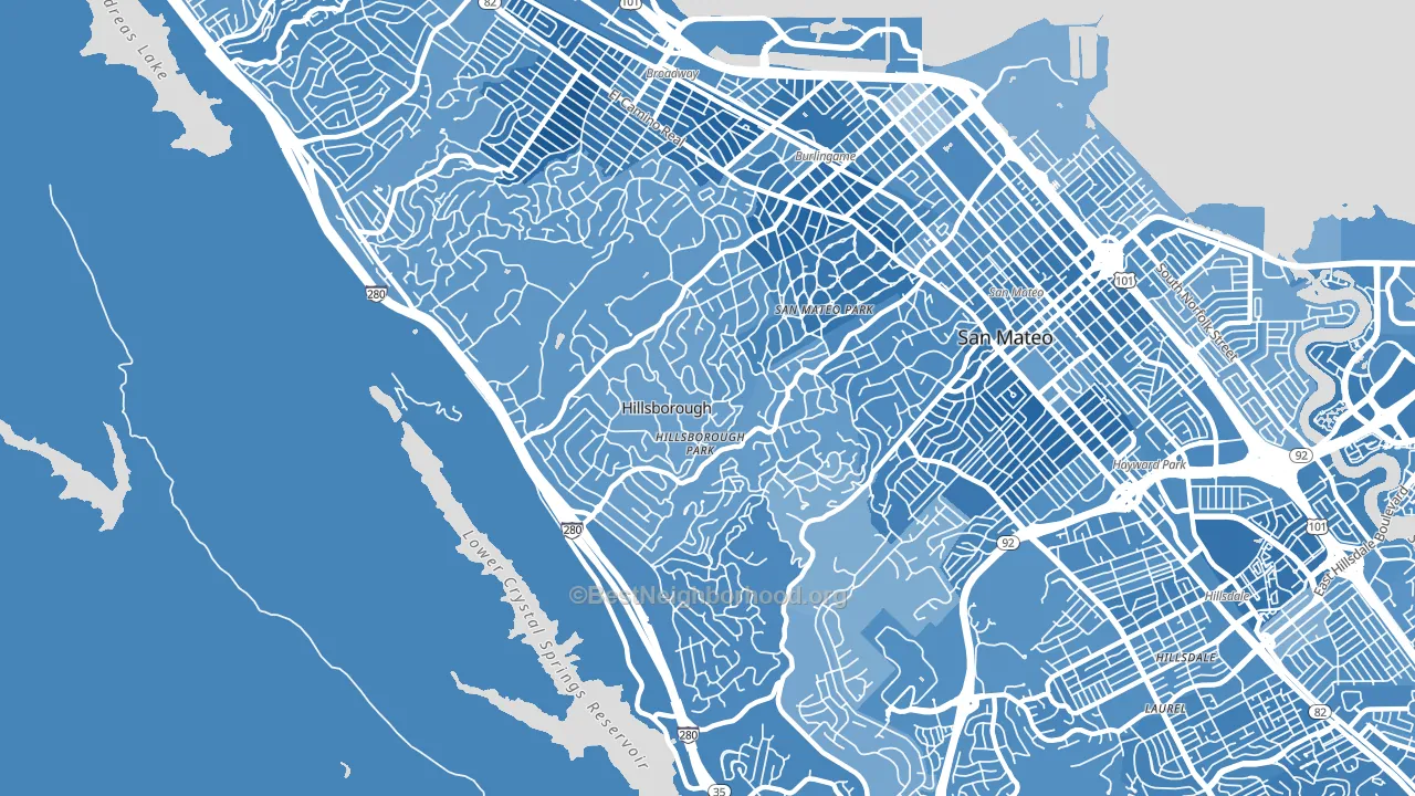 Hillsborough, CA block-group political-lean map