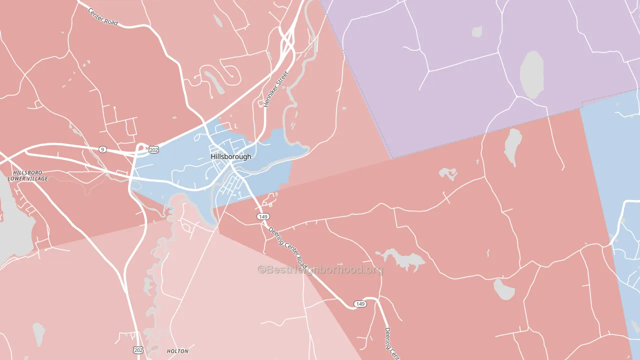 Hillsborough, NH block-group political-lean map